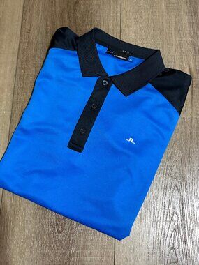 J.LINDEBERG Slim Fit Golf Polo Men's Large Blue